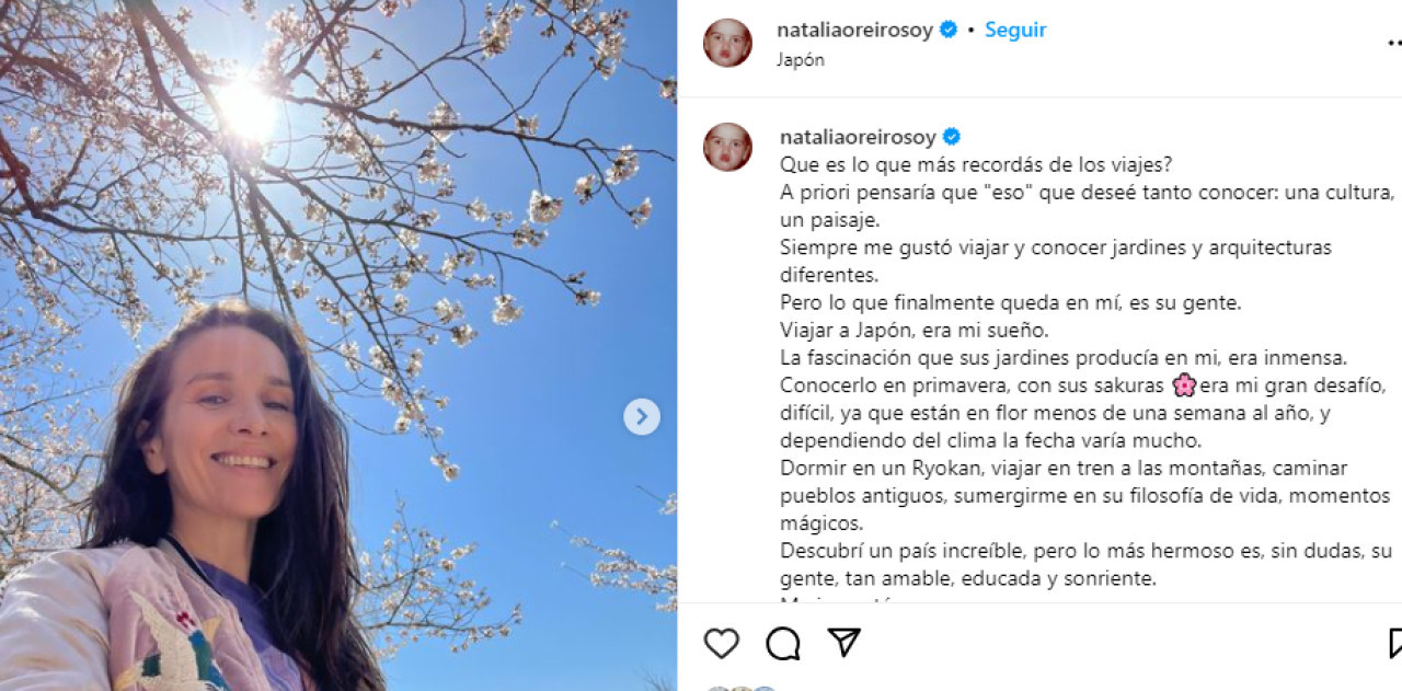 El reflexivo posteo de Natalia Oreiro. Foto Instagram.